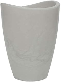 Vaso de flores branco antigo da Vasart Copacabana, 30x40cm, ângulo frontal