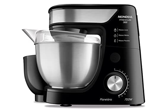 Batedeira planetária Mondial Premium 700W preto e aço inoxidável