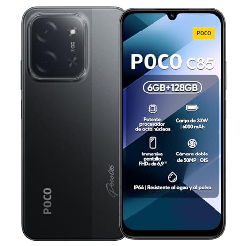 Smartphone Xiaomi Poco C85 NFC Preto com 6GB RAM e 128GB ROM
