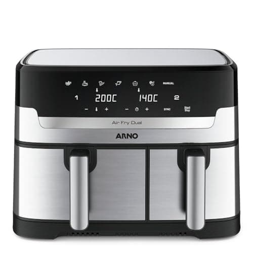 Fritadeira sem óleo Arno Dual 8,3L AFD2, aço inoxidável e preto, painel digital