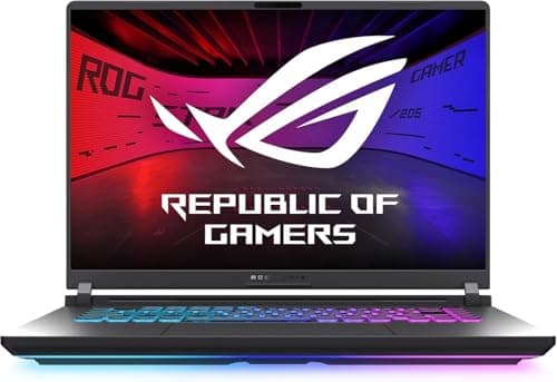 Notebook Asus ROG Strix G16 com teclado RGB e tela Republic of Gamers