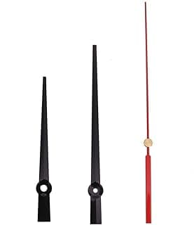 Ponteiros de relógio de metal preto e vermelho com extremidade dourada