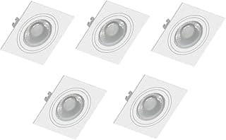 Kit 5 Spot LED Quadrado Branco Direcionável Embutir 5W Branco Quente Bivolt