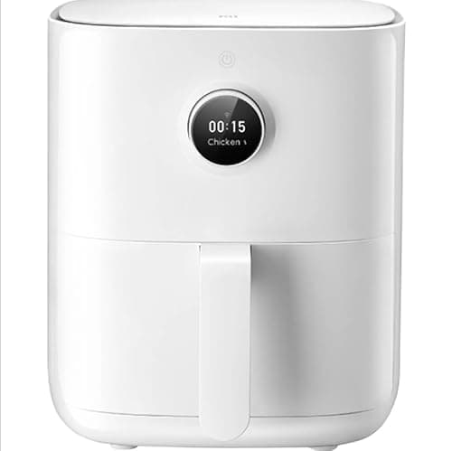 Fritadeira inteligente Xiaomi Xm704bra branca com display digital mostrando '00:15 Chicken'