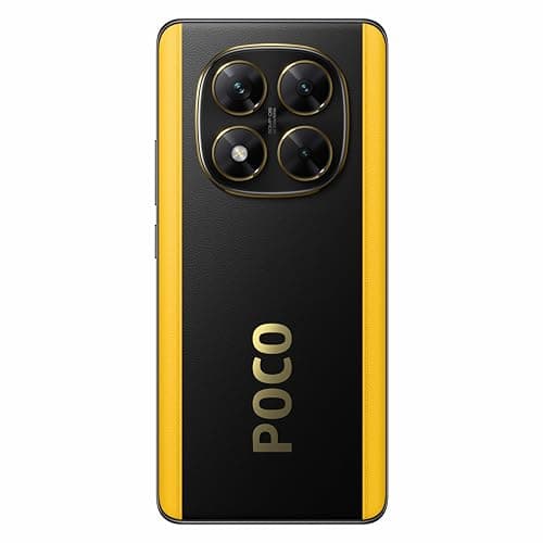 Smartphone Xiaomi Poco X7 5G NFC em preto e amarelo com câmera dupla e logotipo POCO