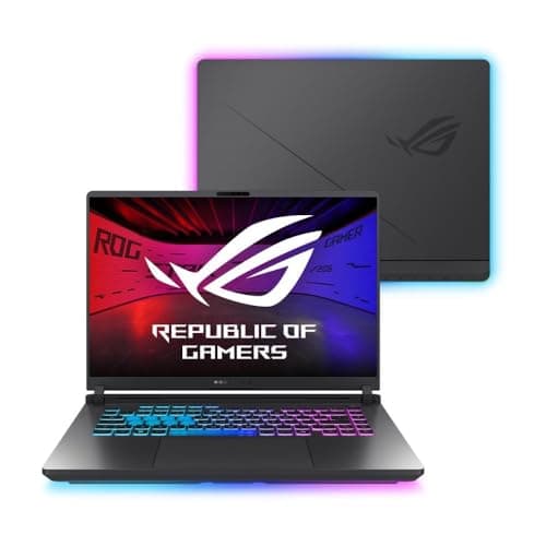Notebook gamer ROG Strix G16 G615JMR aberto com teclado RGB