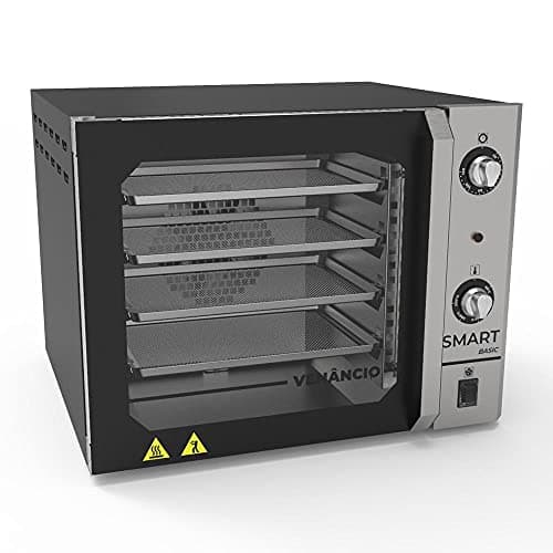 Forno Turbo Convector Elétrico Smart Basic 4 Esteiras Preto e Painel Inox FCSB4E - Venâncio 220V