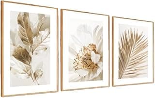 Quadros decorativos com folhagem dourada para decoração moderna