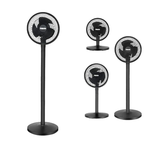 Ventilados de coluna 4 em 1 com pedestal, pretos, hélice de 3 pás, 40CM-116CM, Hakin