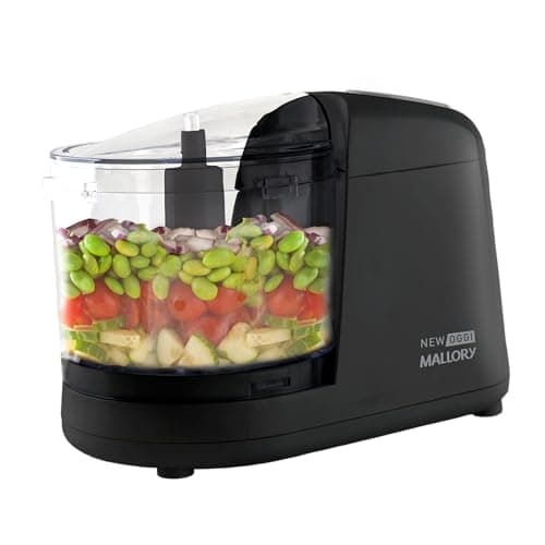 Processador de alimentos Mallory New Oggi 150W, 350ml, preto, com ingredientes triturados