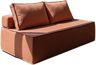 Puff Sofa Ilha 2 em 1 Cor Terracota, Design Moderno e Versátil, Assento Confortável para Sala, Quarto, Escritório e Ambientes Residenciais Compactos