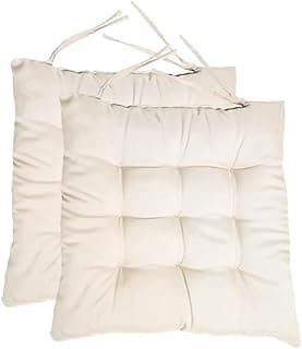 Kit com 2 almofadas de assento bege 40x40cm para cadeira, design tufado, confortáveis