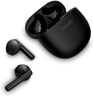 Fone de ouvido sem fio preto Philips TAT1139BK com estojo de carregamento
