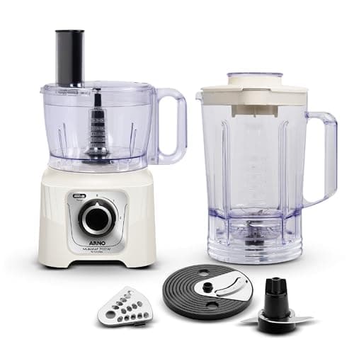 Multiprocessador Arno Multichef 700W MP62, com 16 Funções, Marfim, 4 Acessórios, 2 Velocidades, Liquidificador 3,1L e Espremedor de Frutas, 110V