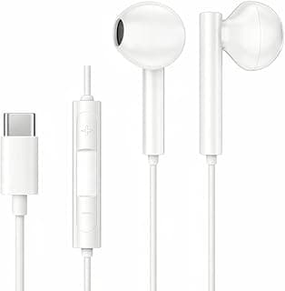 Fones de ouvido com fio tipo C, microfone integrado, compatíveis com iPhone e Android