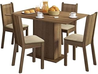 Conjunto Sala de Jantar Lexy Madesa Mesa Tampo de Madeira com 4 Cadeiras