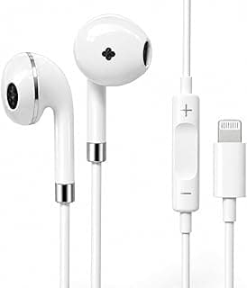 Fone de Ouvido com Fio Compatível iPhone 14/13/12/11/XR/XS/X/SE Compatível Lightning iOS - Microfone Integrado Controle de Volume Som Estéreo HD Intra‑Auricular Anti Ruído Smartphones Celular Tablets