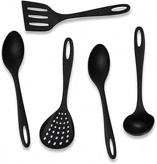 Jogo de Utensílios de Cozinha Utily 5 Peças em Nylon Resistente ao Calor Preto