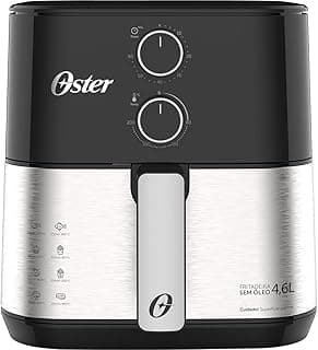 Fritadeira sem Óleo Oster OFRT520 Termostato Timer Antiaderente Preto e Prata 127V