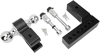 Bewinner Engate de Reboque de Aço Inoxidável Ajustável, 6 ", Capacidade de 12500lbs, para Caminhões Pesados, Kit de Engate de Reboque, Rvs e Barcos (Preto)