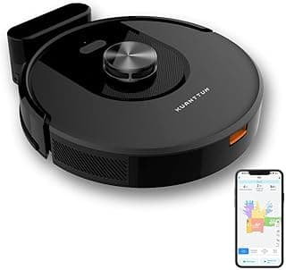 Robô aspirador Kuanttum S10 preto com controle por aplicativo