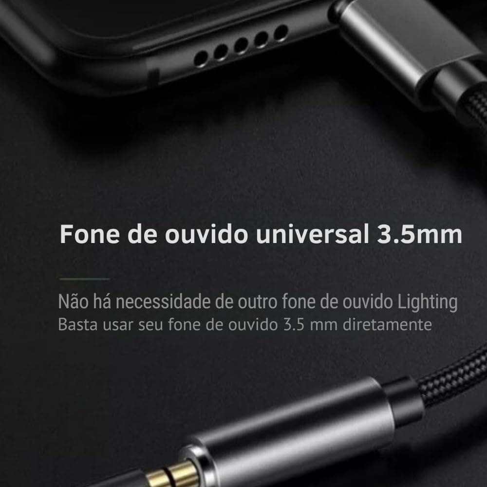 Kit com 2 Adaptadores Lightning (iPhone, iOS) Para P2 Fone de Ouvido Universal Compativel com iPhonei 6 7 8 Plus X 11 12 13 14 PRO MAX - Preto