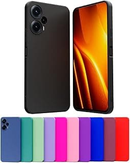 Capa de celular preta com interior em veludo para Xiaomi POCO F5