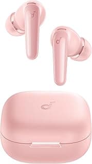 Fones de ouvido Bluetooth soundcore P31i da Anker rosa claro com capa de carregamento