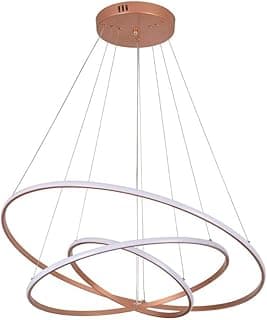 Pendente de Led 3 Anéis Cobre cabo 3 metros ajustável Pé Direito Alto Escada