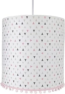 Lustre Tubular Pompom Triângulos Rosa Quarto Bebê Infantil