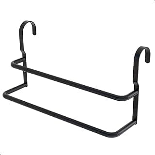 Suporte de toalhas duplo preto fosco para banheiro