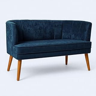 Sofá Namoradeira Resistente para Clínica Confortável Tecido Veludo Sala de Espera MOBLAN decor (Azul)