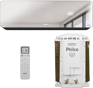 Ar condicionado split inverter Philco PAC12QG com acabamento espelhado e controle remoto branco