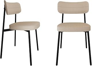 Metalig 2 Cadeiras Alloa Fixa C/4 Pés 50 X 44,7 X 83,8 cm - Contemporâneo com Toques Retrô - Bege - Jantar