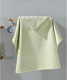 Toalha de banho com capuz verde claro Dohler S.A, 90 cm x 70 cm, pendurada na parede