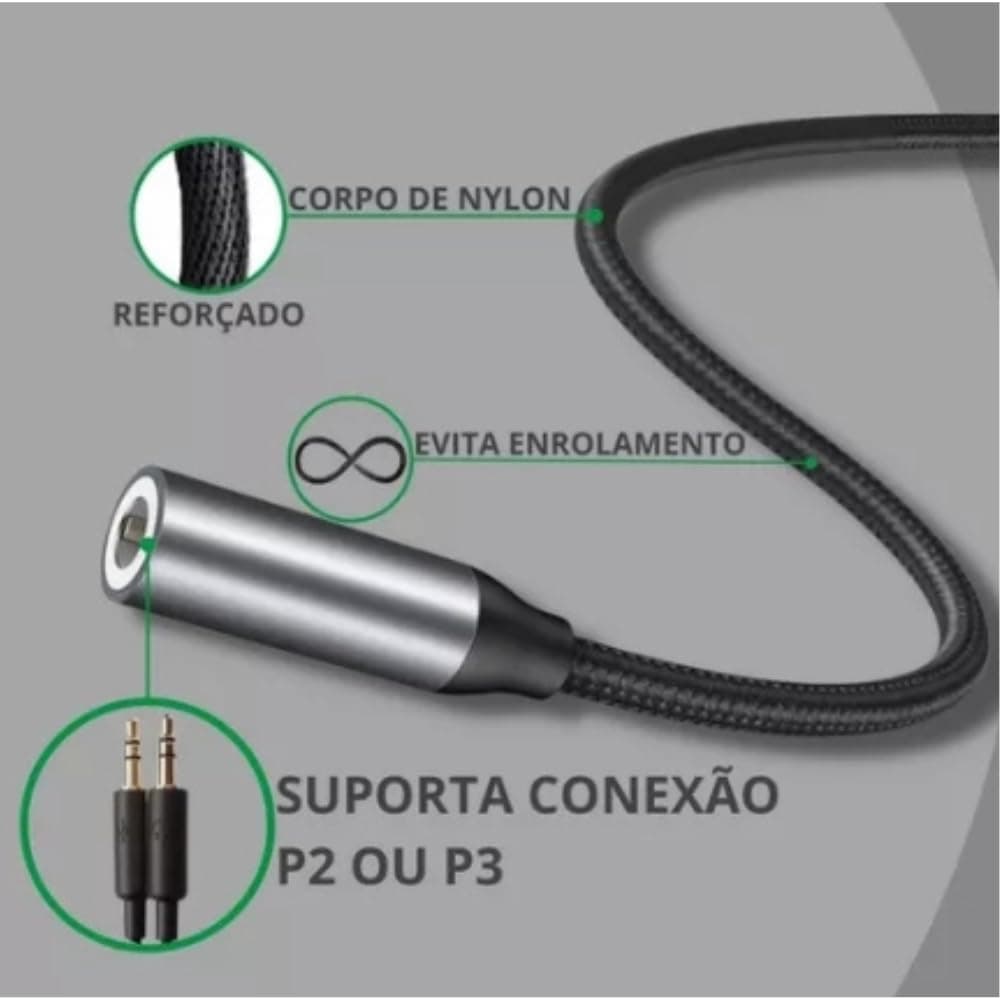 Kit com 2 Adaptadores Lightning (iPhone, iOS) Para P2 Fone de Ouvido Universal Compativel com iPhonei 6 7 8 Plus X 11 12 13 14 PRO MAX - Preto