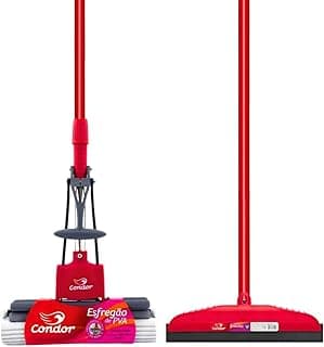 Kit Limpeza Completo 1 Rodo Mop Esfrega Piso 1 Rodo 30cm Com Cabo Qualidade Condor