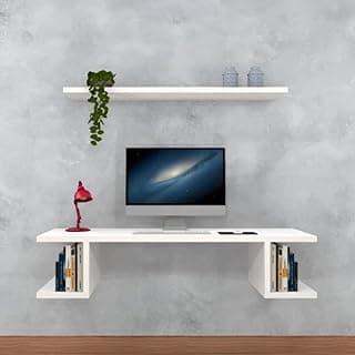 Kit Escrivaninha Suspensa com Prateleira Mesa Suspensa Home Office Suporte para Notebook Computador Premium