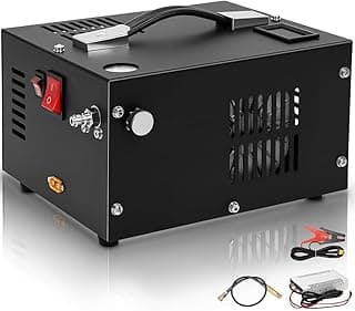 Compressor PCP preto, 4500Psi, 12V DC ou 110V AC, visor LED, ventilação, kit incluído