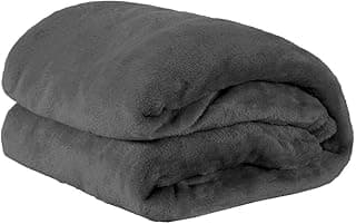 Manta de microfibra fleece cinza escura dobrada, ideal para casal, com toque macio e superfície texturizada.