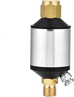 Separador de água e óleo para compressor de ar, aço inoxidável e latão, ângulo frontal