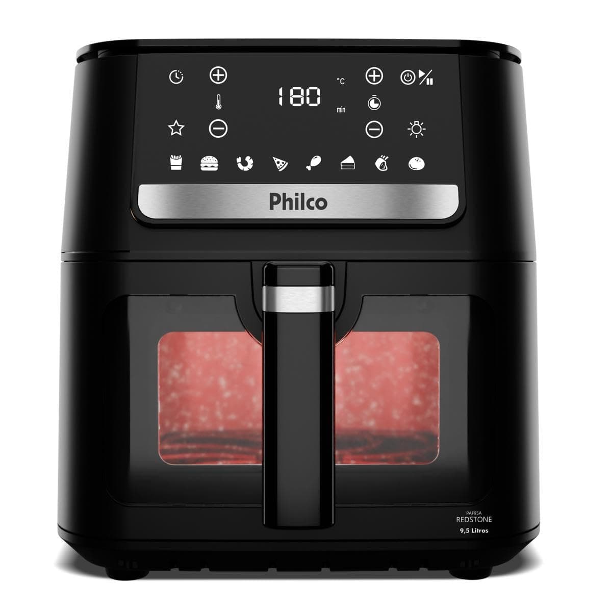 Air Fryer Philco Redstone com Visor de Vidro 9,5L Preto 127V