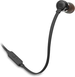 Fone de ouvido JBL T110 in ear preto com cabo, fundo branco