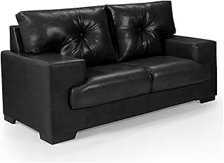 Sofá Julia 2 Lugares Retrô em Couríssimo Preto Clássico Elegante para Sala