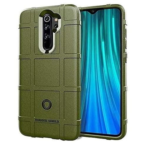 Capa de proteção verde Rugged Shield para Xíaomi Redmi Note 8 Pro, anti-impacto, com câmera tripla destacada