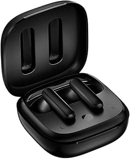 QCY T13 ANC Fone De Ouvido Sem Fio, totalmente preto, aberto mostrando os dois fones dentro do estojo de carregamento.