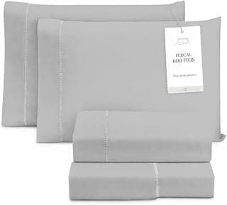 Jogo de lençol cama box queen 4 peças percal 600 fios toque macio cinza