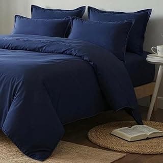 Capa de edredom azul marinho com zíper para cama de casal