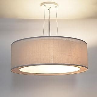 Luminária De Teto Pendente Cúpula Dupla Linho Pérola 40X16