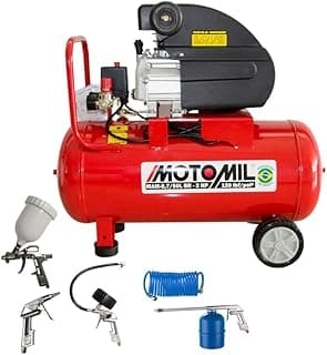 Motocompressor de ar Motomil vermelho 50 litros com kit de acessórios